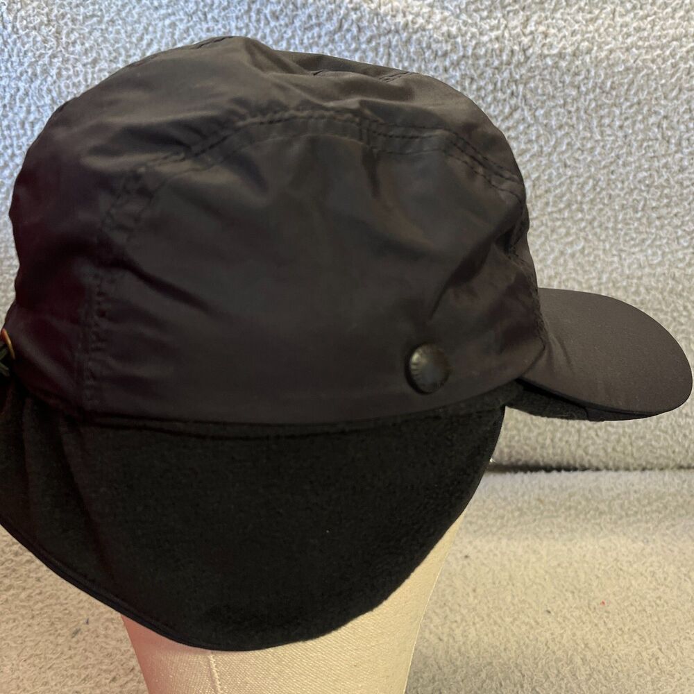 COLUMBIA Trapper Hat Snaps Removeable Sherpa Lined Ear Flaps S/M Black Cap